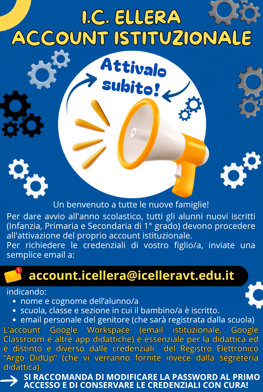 Richiesta credenziali e assistenza account istituzionale Google Workspace